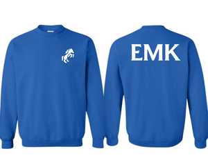 EMK Royal Blue Sweatshirt - Ethel McKnight Elementary EMK Mustang- Youth & Adult