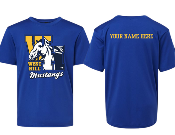 WHE Performance Dryfit Royal T Shirt - West Hill Logo Youth & Adult