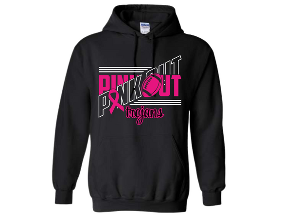 TRO Pink Out Trojans Cursive Hoodie - Youth & Adult