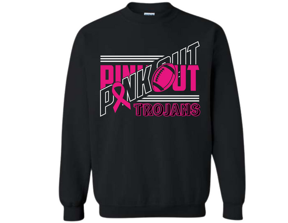 TRO Pink Out Trojans Block Sweatshirt - Youth & Adult