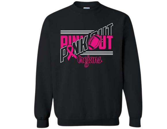 TRO Pink Out Trojans Cursive Sweatshirt - Youth & Adult
