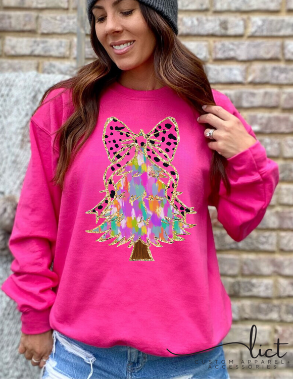 Wholesale Watercolor Christmas Tree Graphic Sweatshirt