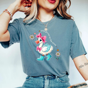 Wholesale Silly Goose on the Loose T Shirt-Heather Indigo