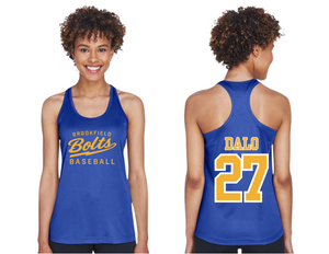 Ladies Performance Racerback Tank - Brookfield Bolts Baseball