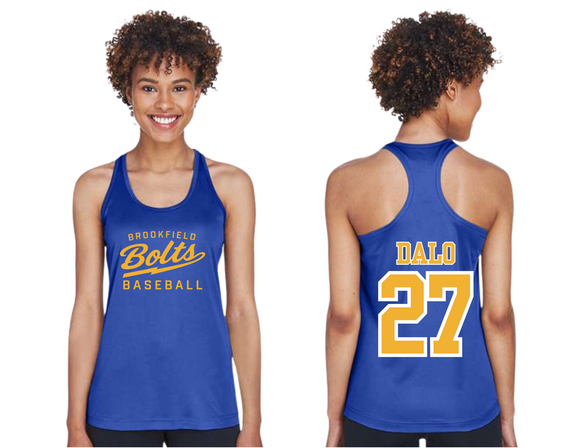 Ladies Performance Racerback Tank - Brookfield Bolts Baseball