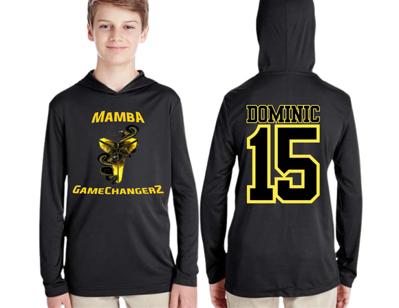 MB Unisex Black Performance Dryfit Hooded Long Sleeve T Mamba Gamechangerz Adult & Youth
