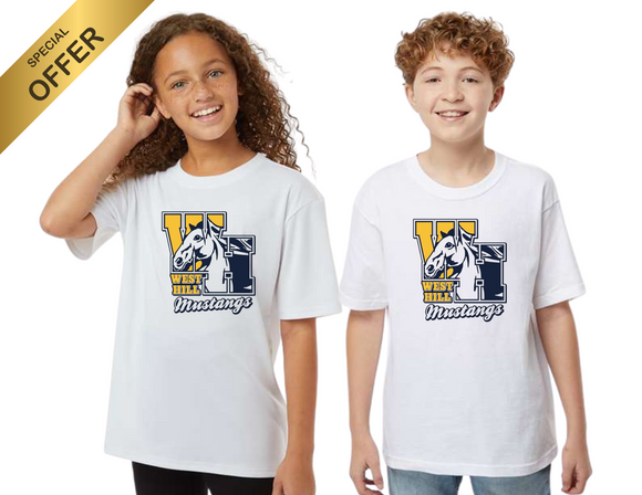 WHE Val-U-T Shirt - West Hill Elementary Logo on White T Shirt Youth & Adult