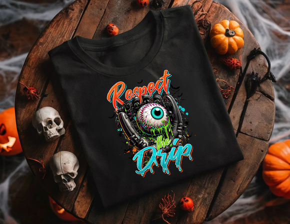 Respect the Drip Eyeball Baseball Glove Halloween Graphic T Shirt