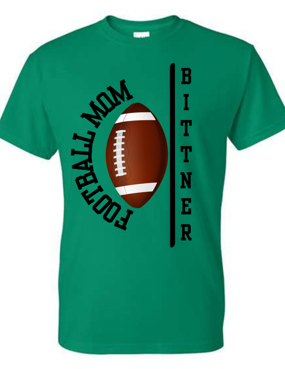 BULL Football Custom Name T Shirt - Adult and Youth - Green