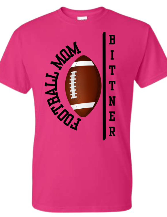 BULL Football Custom Name T Shirt - Adult and Youth - Pink