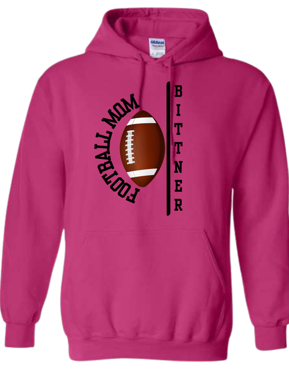 BULL Football Custom Name Hoodie - Adult and Youth - Pink