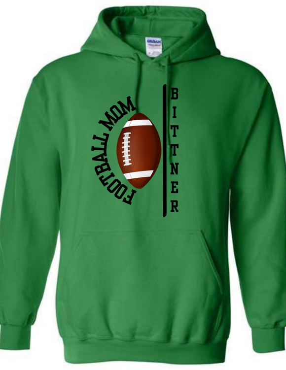 BULL Football Custom Name Hoodie - Adult and Youth - Green