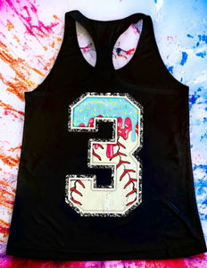 HOW Custom Number Drip Black Ladies Fit Tank Top