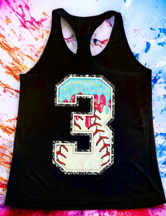 HOW Custom Number Drip Black Ladies Fit Tank Top