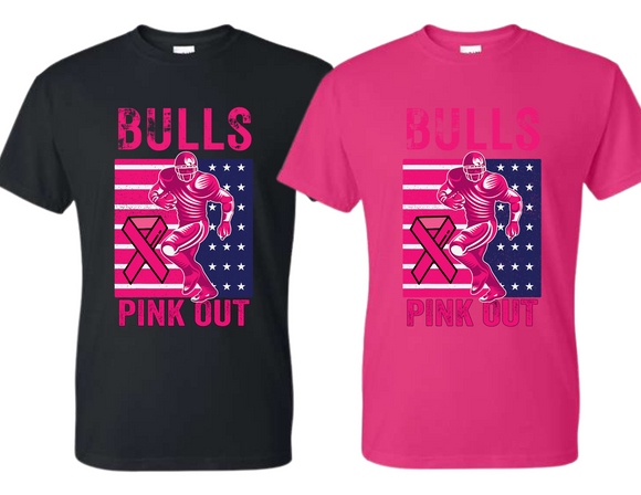 BULL Pink Out Bulls Flag T Shirt - Youth & Adult