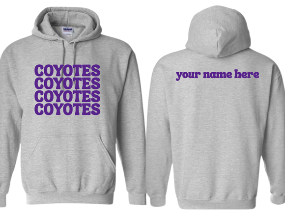 ADNE Sport Gray Hoodie Coyotes Repeat on Front- Youth & Adult