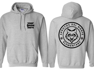 ADNE Sport Gray Hoodie Circle Logo on Back in Black- Youth & Adult