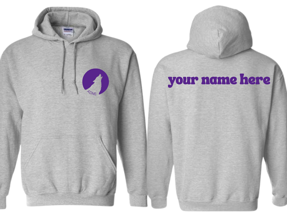 ADNE Sport Gray Hoodie Coyote Howl on Front - Youth & Adult