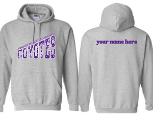 ADNE Sport Gray Hoodie Coyotes Climb on Front - Youth & Adult
