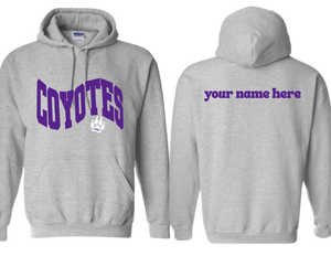ADNE Sport Gray Hoodie Coyotes Wave on Front - Youth & Adult