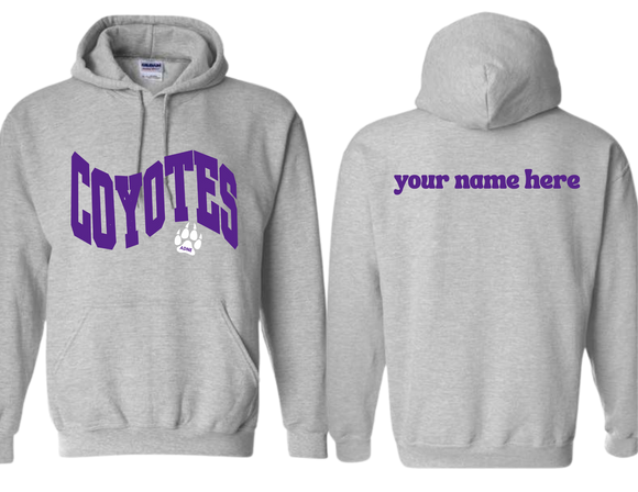ADNE Sport Gray Hoodie Coyotes Wave on Front - Youth & Adult