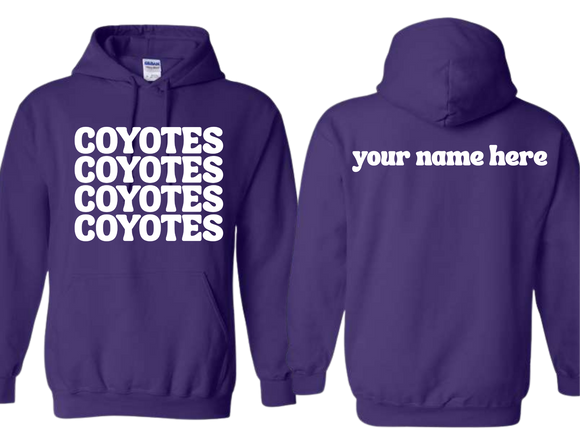 ADNE Purple Hoodie Coyotes Repeat on Front - Youth & Adult