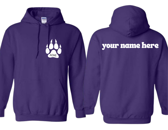ADNE Purple Hoodie Coyote Print on Front - Youth & Adult