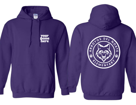 ADNE Purple Hoodie Arroyos Circle Logo on Back - Youth & Adult