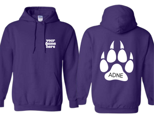 ADNE Purple Hoodie Coyote Print on Back - Youth & Adult