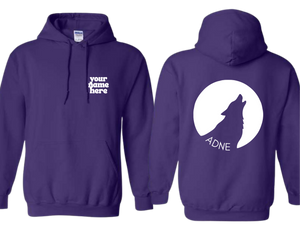 ADNE Purple Hoodie Coyote Howl on Back - Youth & Adult