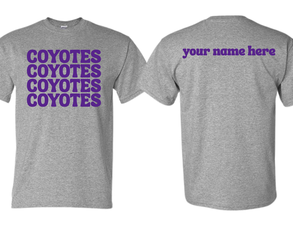 ADNE Sport Gray T Shirt Coyotes Repeat on Front- Youth & Adult