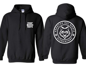 ADNE Black Hoodie Arroyos Circle Logo on Back in White - Youth & Adult