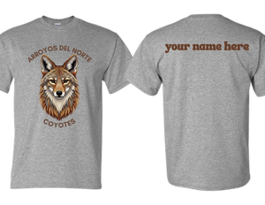ADNE Sport Gray T Shirt Brown Coyote on Front- Youth & Adult