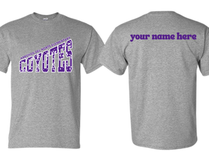 ADNE Sport Gray T Shirt Coyotes Climb on Front- Youth & Adult