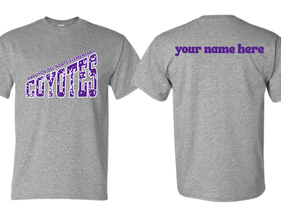 ADNE Sport Gray T Shirt Coyotes Climb on Front- Youth & Adult