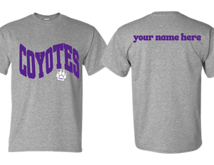 ADNE Sport Gray T Shirt Coyotes Wave on Front- Youth & Adult