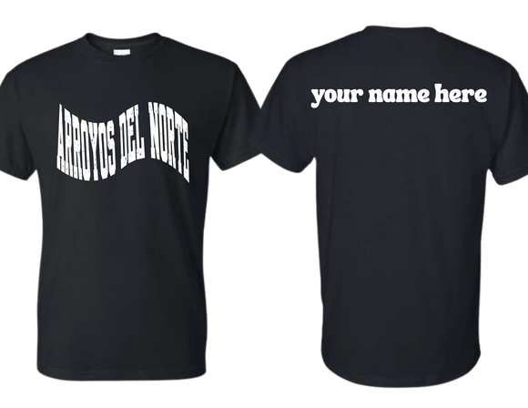 ADNE Black T Shirt Arroyos Wave on Front- Youth & Adult