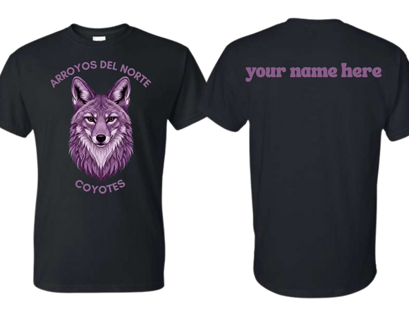 ADNE Black T Shirt Purple Wolf on Front- Youth & Adult