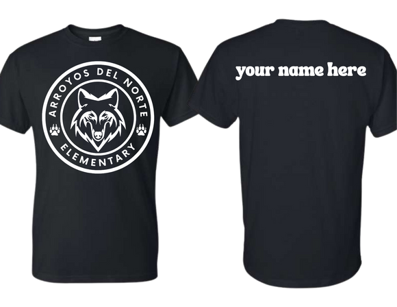 ADNE Black T Shirt Arroyos Circle Logo on Front- Youth & Adult