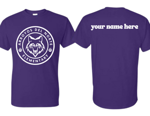 ADNE Purple T Shirt Arroyos Circle Logo on Front- Youth & Adult