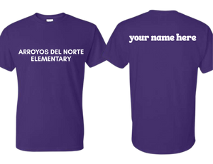 ADNE Purple T Shirt Arroyos Del Norte on Front- Youth & Adult