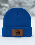 WHE West Hill Leatherette Patch Beanie - One Size Fits Most - Multiple Colors