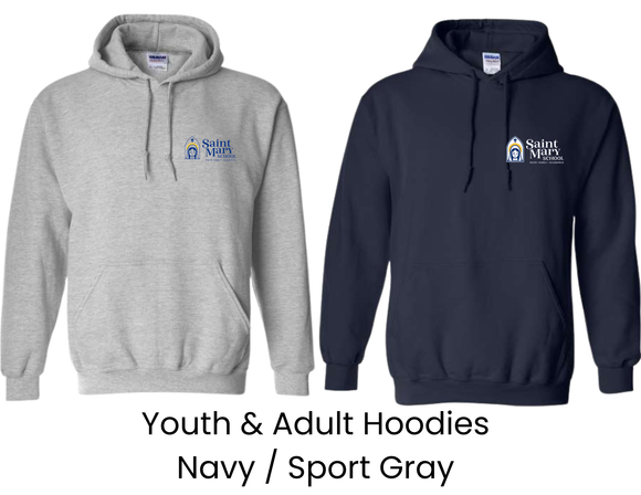 SMS St. Mary's School Hoodie with Small St Marys Logo - Youth & Adult