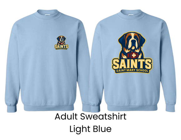 SMS St. Mary's School Sweatshirt Light Blue with Dog Logo - Adult