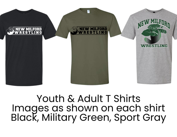 NMWA New Milford Wrestling T Shirts Designs as Shown - Youth & Adult