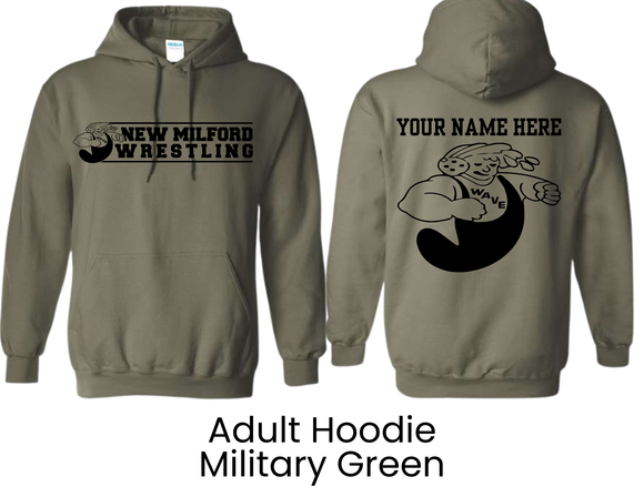 NMWA New Milford Wrestling Military Green Hoodie New Milford Wrestling - Adult