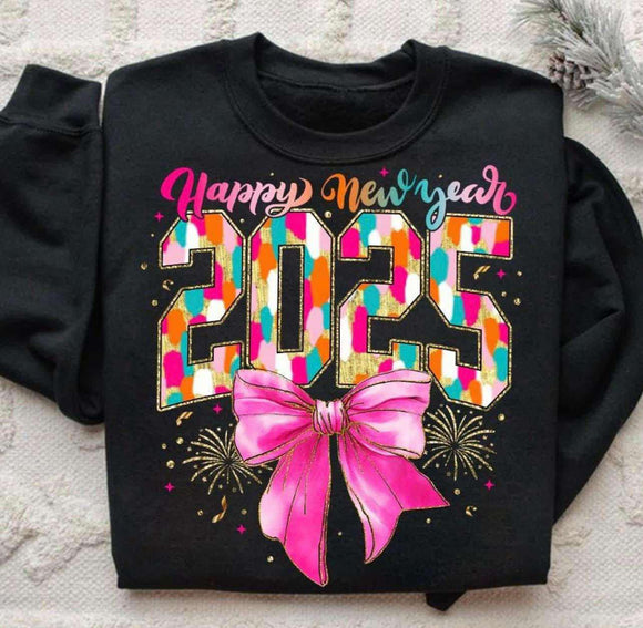 Wholesale Happy New Year 2025 Sweatshirt - Black