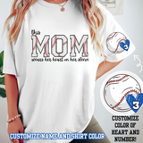 BASEBALL MOM Custom T Shirt Wears Her Heart on her Sleeve - LICT *Wholesale*Retail*Mobile Boutique
