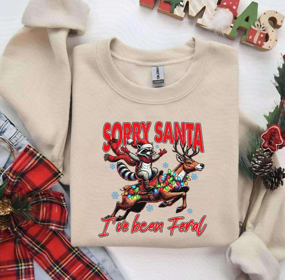 Wholesale Sorry Santa I've Been Feral Christmas Holiday Sweatshirt