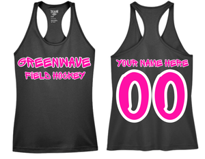 NMHS Greenwave Field Hockey Hot Pink Text Black Performance Ladies Tank